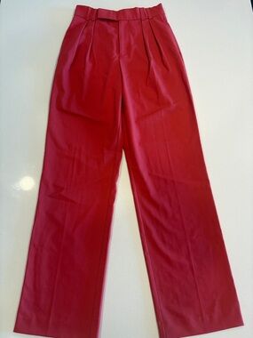 Zara Pink-Red High-Waist Wide-Leg Trousers